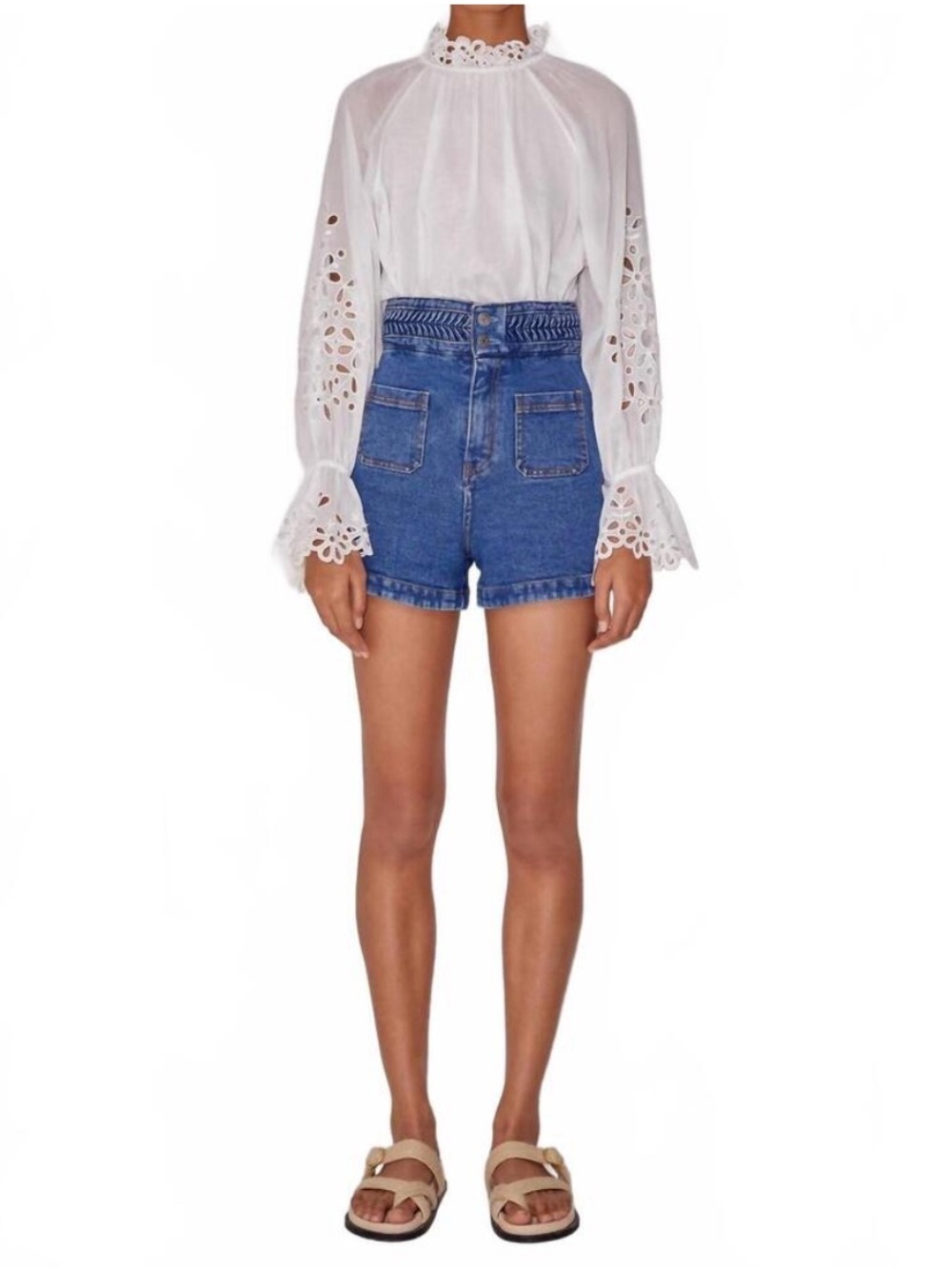 NEW MAGALI PASCAL birkin high waist shorts in light blue size large
